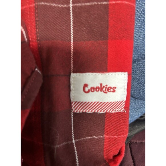 Cookies Flannel Shirt Mens Small Plaid Colorblock Button Up Shacket Winter Cozy - Picture 6 of 10